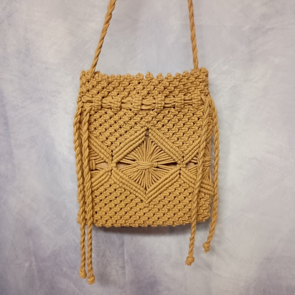 Nanette Lepore Handbags - Nanette Lepore Golden Macrame Crochet Crossbody Bag